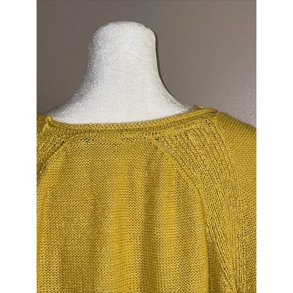 Joules Knitwear Gold Sweater Raglan Sleeve Boxy Side Slits Rill Collar Sz 14 - Picture 6 of 8